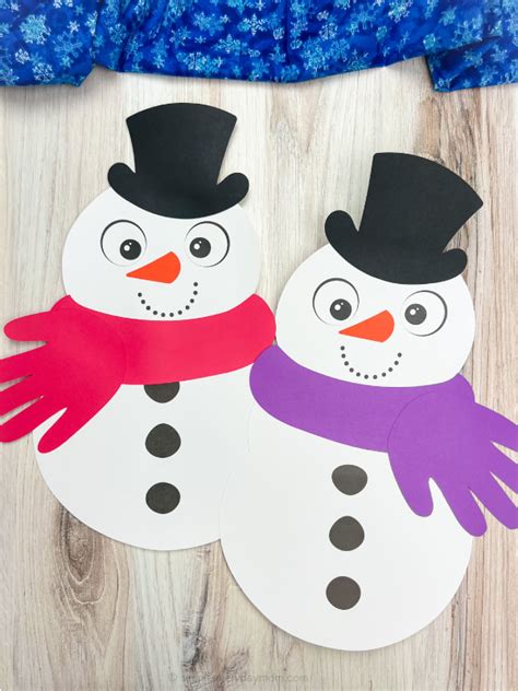 Handprint Snowman Craft For Kids [Free Template]