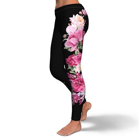 Floral Rose Leggings, Flower Leggings, Womens Girls Modern Floral Pants ...