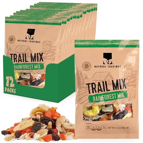 Natural Cravings Trail Mix Snack Packs Individual 35 Oz Bags Rainforest Dried