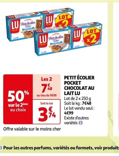 Promo Petit Colier Pocket Chocolat Au Lait Lu Chez Auchan