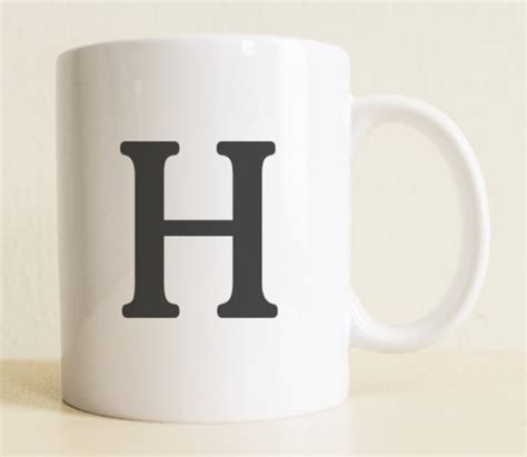 Large Initial Coffee Mug Letter Only Monogram Coffee Mug Etsy