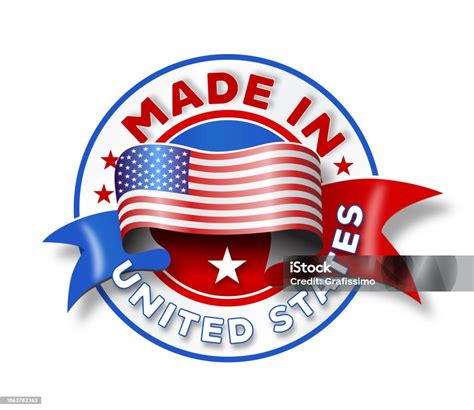 Logo Lencana Lingkaran Made In Usa Dengan Ilustrasi Bendera Nasional Ilustrasi Stok Unduh