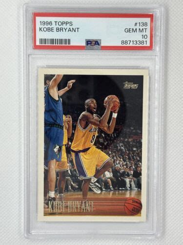 1996 97 Topps Kobe Bryant Rookie RC 138 PSA 10 Gem Mint Los Angeles