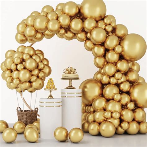 Amazon RUBFAC 129pcs Metallic Gold Balloons Latex Balloons