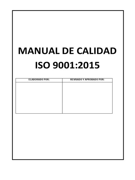 Ejemplo De Manual De Calidad Pdf Gestión De La Calidad Calidad