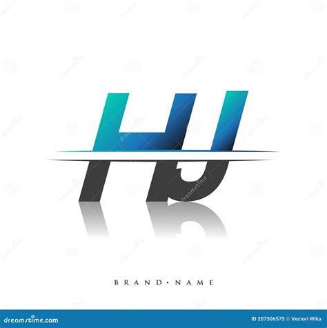 Hj Nome Inicial Da Empresa De Logotipo Colorido Preto E Azul Design De