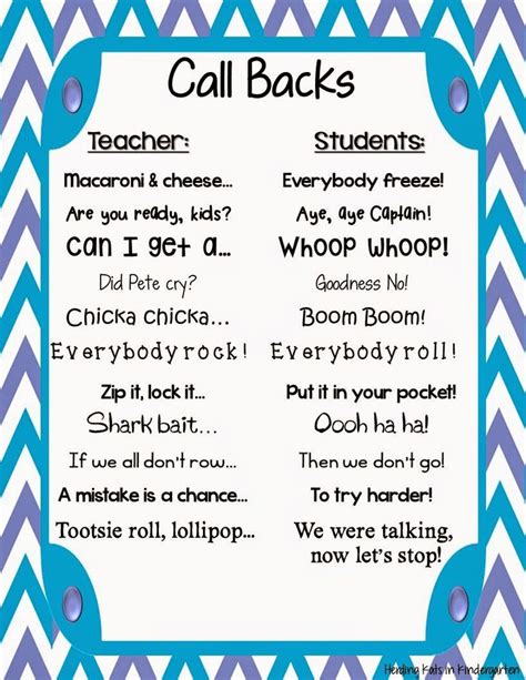 Using Call Backs In The Classroom FREE Classroom Management