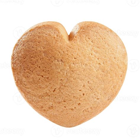 Closeup Of Heart Shaped Butter Cookie Isolated On White Background