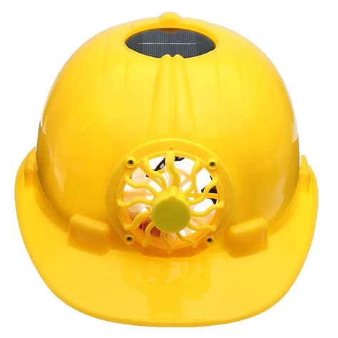 Yellow Solar Power Safety Helmet Work Hard Hat Solar Panel Cooling Fan