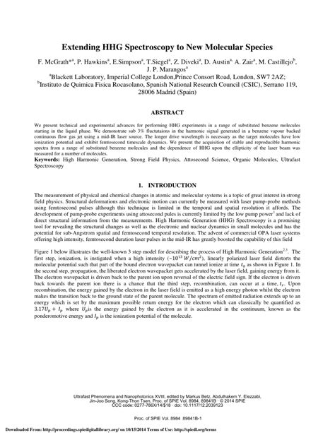 (PDF) Extending HHG Spectroscopy to New Molecular Species