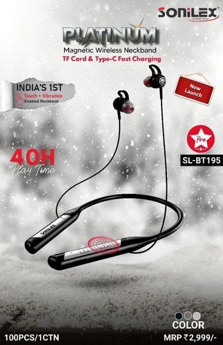 Wired Foldable Sonilex SL BT195 Platinum Magnetic Wireless Neckband