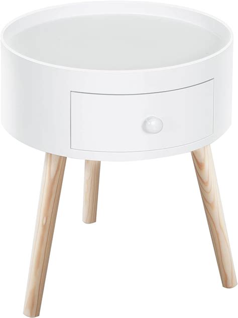 Homcom Table Basse Table De Chevet Table De Nuit Ronde Design