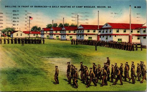 vtg  drilling  front  barracks camp wheeler georgia ga ww era