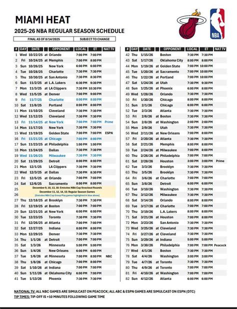 Miami Heat Schedule Printable Free Printable Schedule 2026