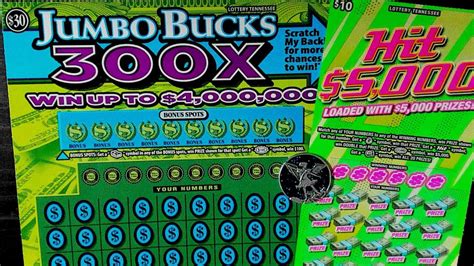 300X JUMBO BUCKS TN LOTTERY SCRATCH OFF TICKET W HIT 5 000 LOTTERY