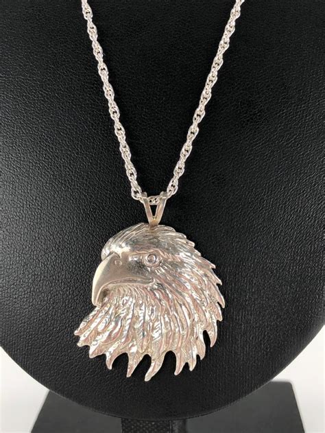 Lot Southwestern Sterling Eagle Head Pendant Necklace