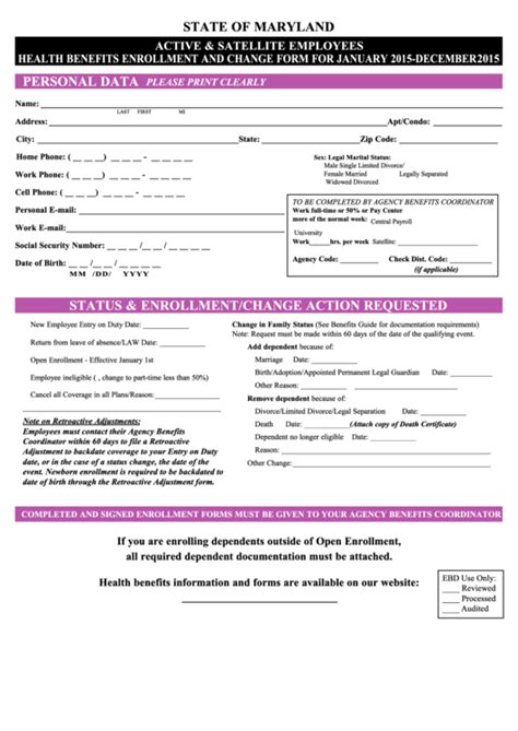 Benefits Enrollment Form Template