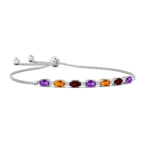 Oval Amethyst Bolo Bracelet With Citrine And Garnet Angara