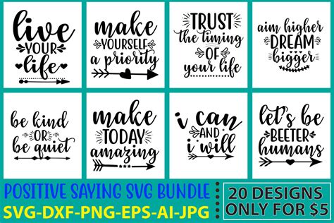 Positive Saying Svg Bundle Bundle · Creative Fabrica