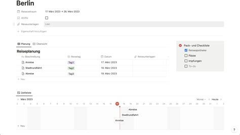 Notion Idealer Reiseplaner
