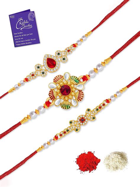 Sukkhi Rakhi Classic Kundan Rakhi Combo Designer Gold Plated Premium