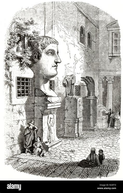 Old View Of Gigantic Constantine Statue Head In Palazzo Dei