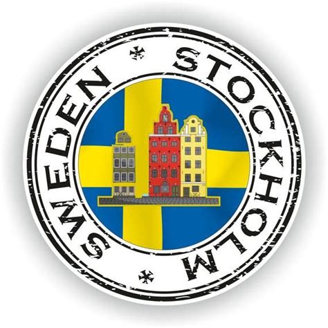 Sweden Stockholm 01 Seal Sticker Round Flag For Laptop Book Fridge