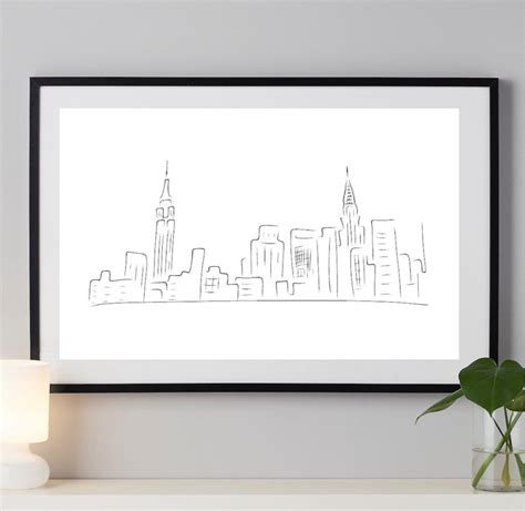 york  art nyc print abstract skyline wall decor minimalist