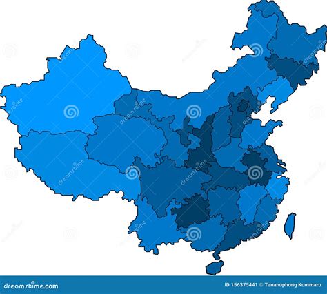 Esquema Azul Mapa De China Sobre Fondo Blanco Ilustraci N Del Vector