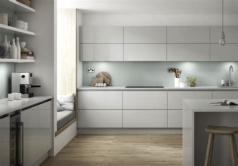 Eton Gloss Light Grey True Handleless Benchmarx Kitchens And Joinery