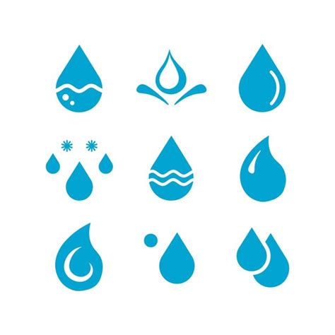 Conjunto De Iconos Abstractos De Gota De Agua Azul Vector Premium