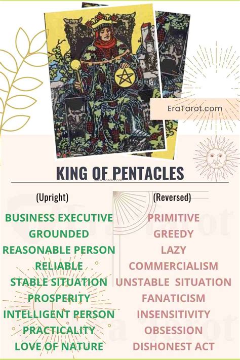 King Of Pentacles Meaning Reversed Yes And No Love Life Eratarot