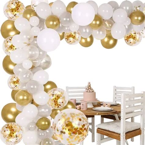 Kit De Decoración Grande Globos Metálicos Cumpleaños Oro MercadoLibre