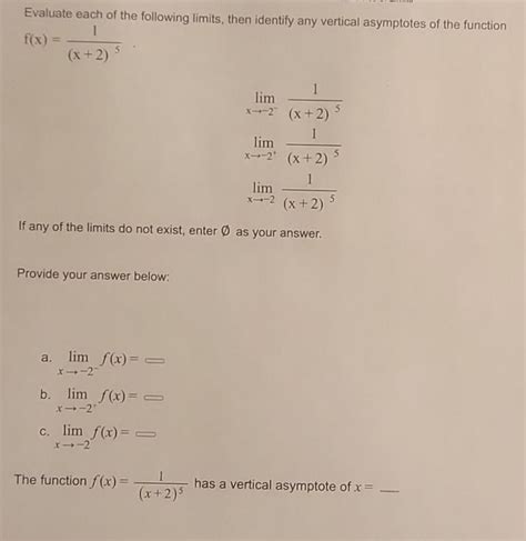 Solved Evaluate Each Of The Following Limits Then Identify Chegg