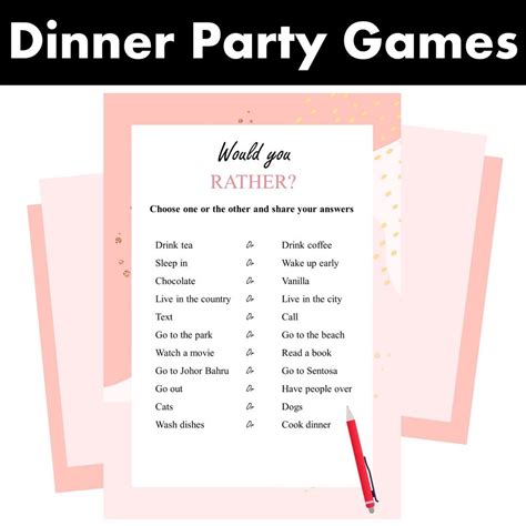 Dinner Party Games Icebreakers For Adults Pdfs Hobbies And Toys Stationery And Craft Occasions