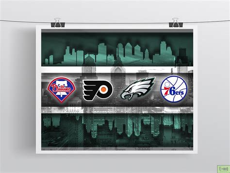 Philadelphia Sports Teams Poster, Philadelphia Eagles, Flyers, 76ers ...