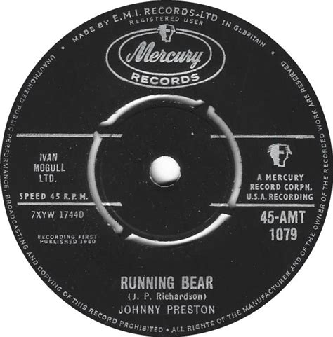 45 Amt 1079 Running Bear Johnny Preston Running Bear Mercury