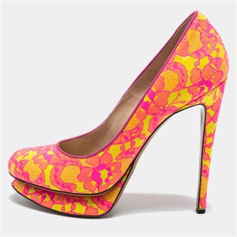 Nicholas Kirkwood Two Tone Satin And Lace Platform Pumps Size