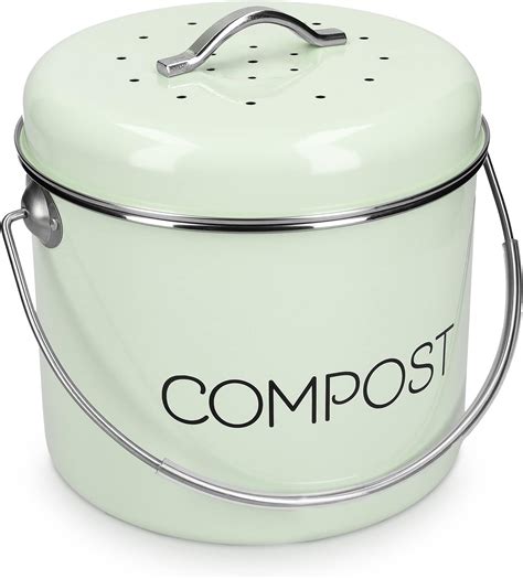 Navaris Poubelle à Compost 5L Bac à Compost de Cuisine en Acier