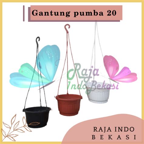 Pot Gantung Pumba Merah Bata Putih Pot Gantung Coklat Putih