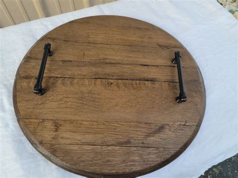 Whiskey Barrel Lazy Susan Handles On Each Side Makes Great