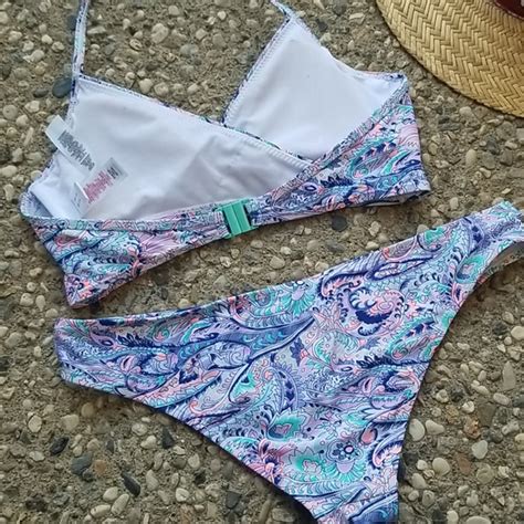 Primark Swim Primark Atmosphere Neon Paisley Wrap Bikini Poshmark