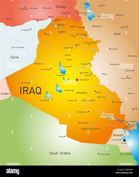 Vector Detailed Map Of Iraq Country Stock Photo Alamy