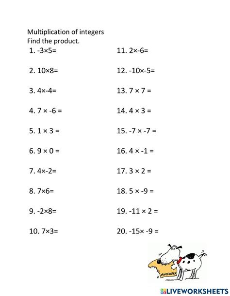 Multiply Integers Activity Live Worksheets Worksheets Library