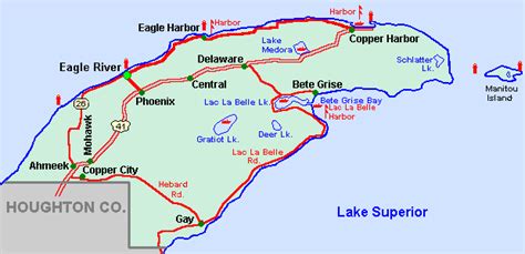 Keweenaw County Map Tour Lakes Snowmobile Atv River Hike