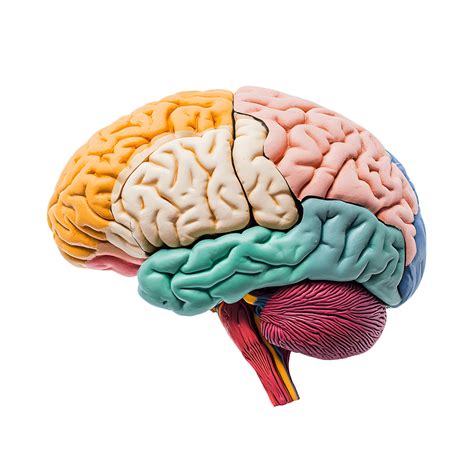 Brain is shown in its various parts, including the cerebellum, cerebrum