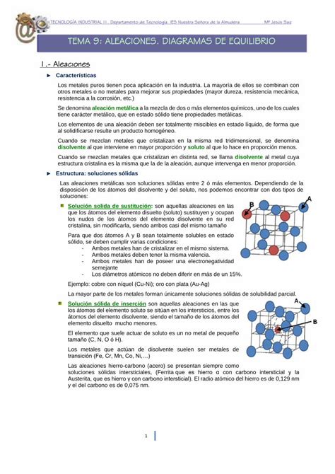 Pdf Tema Aleaciones Diagramas De Equilibrioprofemjesus