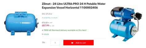 Zilmet Ultra Pro Type Expansion Vessel Horizontal