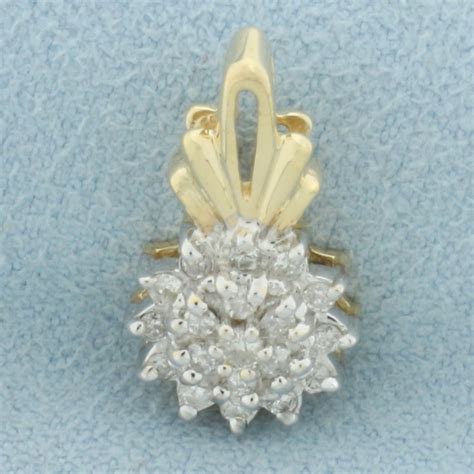 Diamond Pineapple Pendant In 14k Yellow And White Gold Property Room