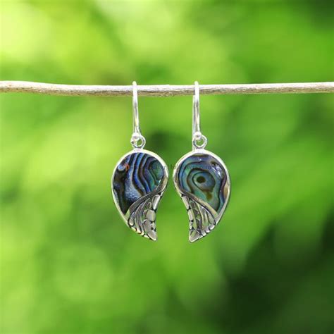 Dove Wings Silver Earring With Paua Abalone Aer Pw